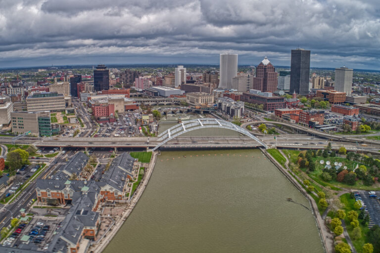 Aerial View of Downtown Rochester, New York during May